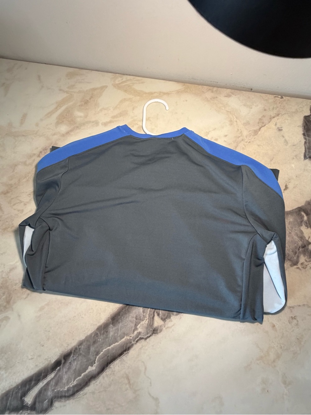 Nike Men's Swim Rash Guard - Gray with Blue Panels